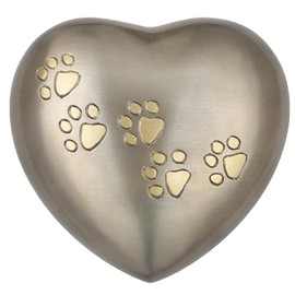 Royal Rapture Urn for Ashes Paw Heart Funeral Cremation Memorial Keepsake Pet Dog Cat |Without Stand (Pewter 5") RHP03-03