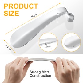 flintronic Schuhlöffel Metall Lang, Metall Schuhlöffel, Edelstahl Schuhanzieher, Stabil aus Stahl Öse zum Aufhängen mit Transparenter Haken