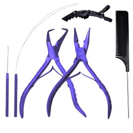 SIVOTE Professional Hair Extension Tools Kit Stainless Steel, Microlink & Itip Extensions Tool Kit, Purple