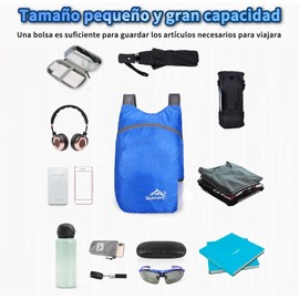 2 Piezas Mochila para Acampar Plegable, Mochila Ligera y Compactaje, 22 L Gran Capacidad, Tamaño de La Palma de La Mano, Tirantes Transpirables, Ideal para Exteriores