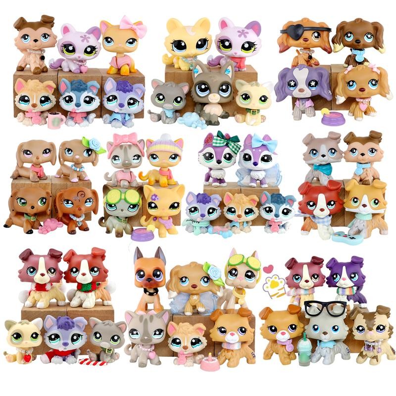 Miniature Cat and Dog Puppy Kitten Fox Figures Pet compitable