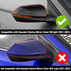 Yumzeco Compatible with Hyundai Elantra Ox Horn Side Mirror Cover Caps 2021 2022 2023 2024, LH & RH Door Side Mirror Covers Trim Exterior Decoration Accessories (Glossy Black)