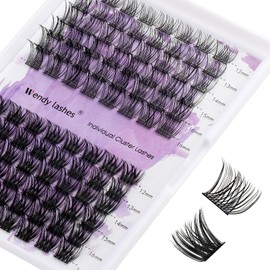 DIY Lash Clusters for Eyelash Extensions: Natural, Fluffy, Wispy, Waterproof, Anime, Manga, Cat Eye, D Curl, 12-16mm Mixed, ZW02+ZW03, Wendy Lashes, 0125