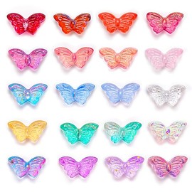 Mabor Mabor Butterfly Beads 100Pcs Crystal Butterfly Beads for Jewelry Making Glass Butterfly Beads for Earring Bracelet Necklace Pendant Anklet Jewelry Butterfly Charms for Bracelets