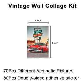 BOPART 70pcs Wall Collage Kit Aesthetic Picures, Retro 80s Room Decor Aesthetic Collage Picture Wall Decor for Teen Girls Boys Room Bedroom Dorm (4x6 inch)