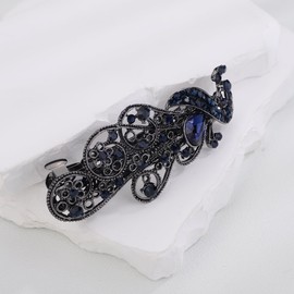 Kercisbeauty Blue Rhinestones Peacock Shape Hair Barrettes Vintage Hair Clasp Thin Hair Hair Accessories (Peacock)