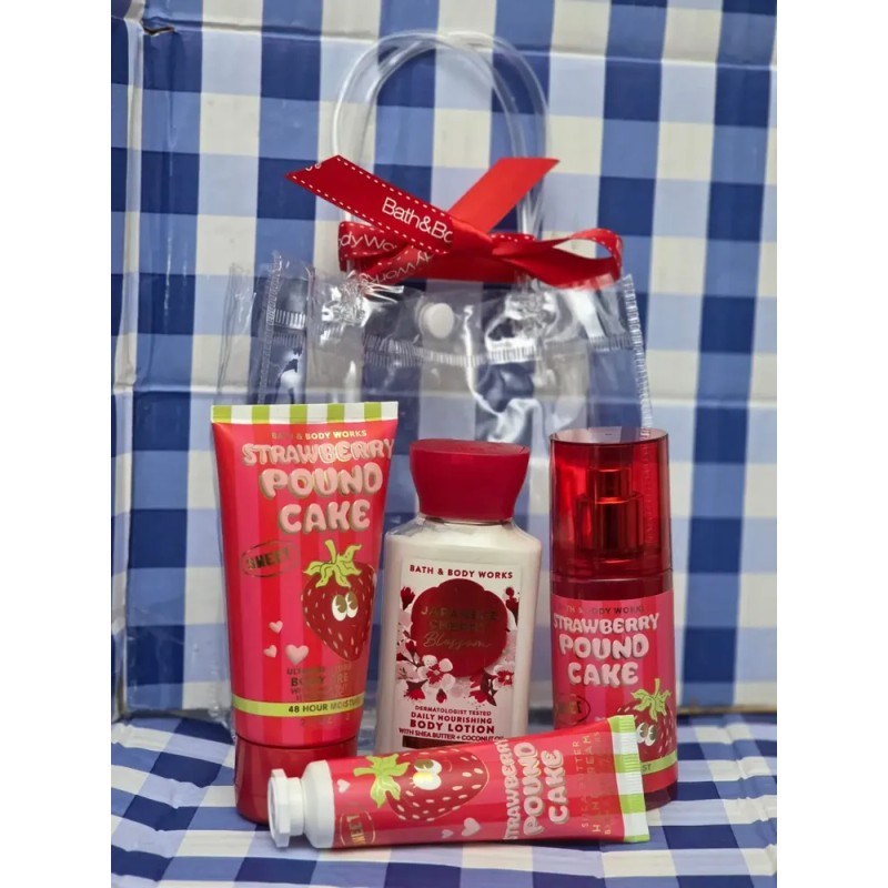 Mini Set Travel 4pz Strawberry Pound Cakebath And Body Work