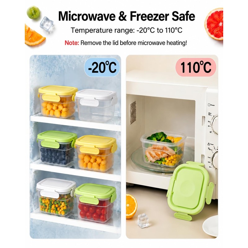 Snackle Box Container with Reusable Ice Pack, 27.1oz Grey+Yellow+Green
