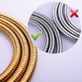 Ciencia, Tubo flessibile per doccia, non si attorciglia, in acciaio inox, con connettore in ottone massiccio 1.5meters Oro