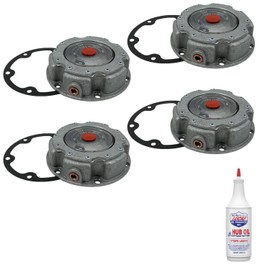 Torque 4 PCS 3434249 Aluminum Hub Caps for Steer Axle with Extra 1 Quart Hub Oil (Replaces Stemco 343-4249, SKF 1613, 1703, 1753)