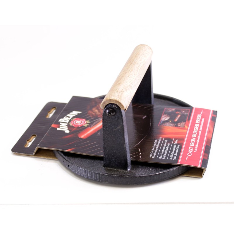 Jim Beam JB0158 Black Cast Iron Burger Press - 7''