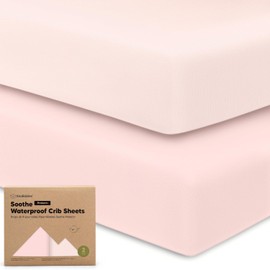 Paquete de 2 sábanas impermeables para cuna para niños y niñas, sábanas ajustadas de algodón orgánico de 52 x 28 pulgadas, funda protectora de colchón para niños pequeños, lavables, suaves y duraderas
