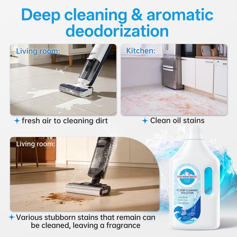 1L Fresh Ocean Scent Floor Cleaning Solution Compatible With Tineco