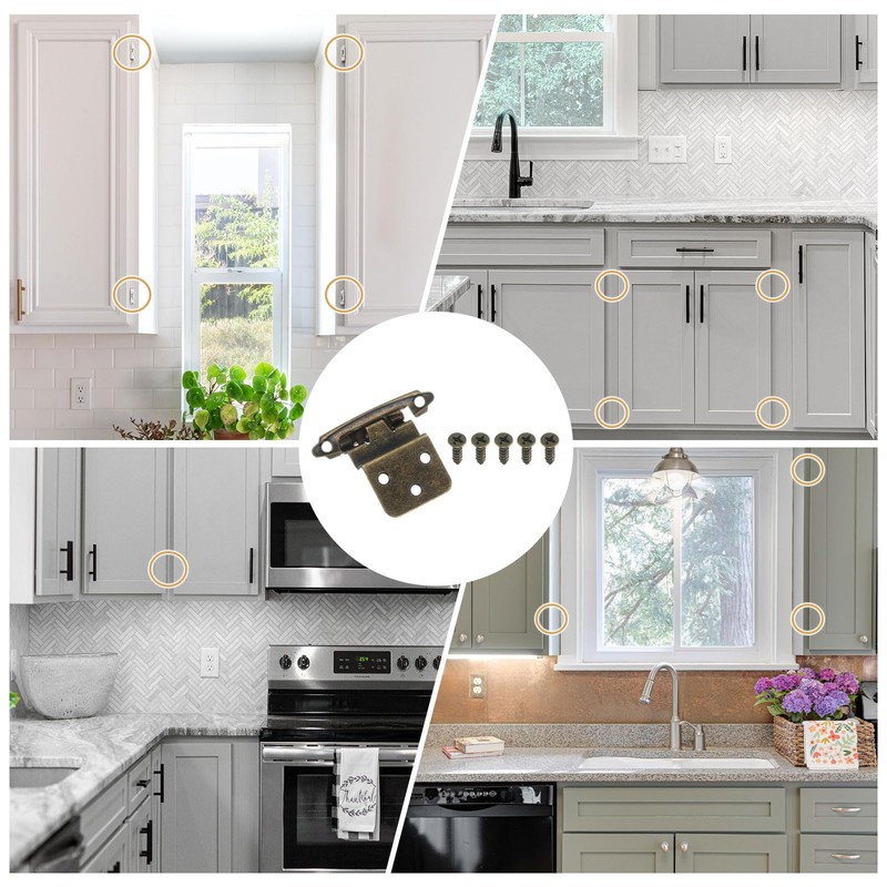 sourcing map 10 Pack Self Closing Cabinet Hinges, 3/8" Overlay