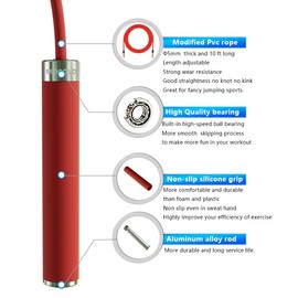 Mogold Premium Quality Jump Rope for Kids Women Men (Beginners), 8~11ft Range Length Adjustable Skipping Ropes with Ball Bearings and Silicone Handles, Suitable for Boxing, Cardio, Crossfit Workout