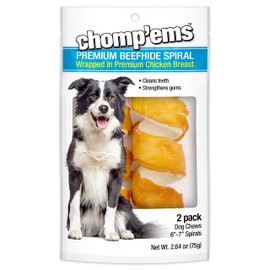 Chomp’ems Premium Beefhide Chews for Dogs, 2 Chews