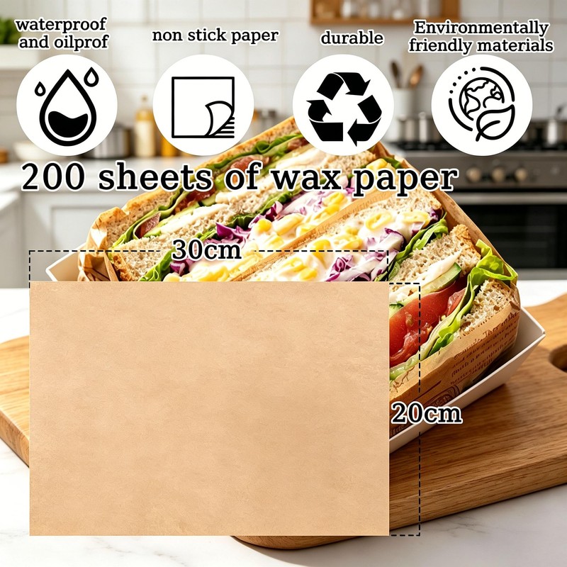 200 Pcs Parchment Paper Baking Sheets with 1 Small Pastry