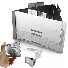 ZEN Camps Ultralight Folding Stainless Steel Pot Stand with Tray Windscreen for Alcohol or Solid Fuel Stoves for camping