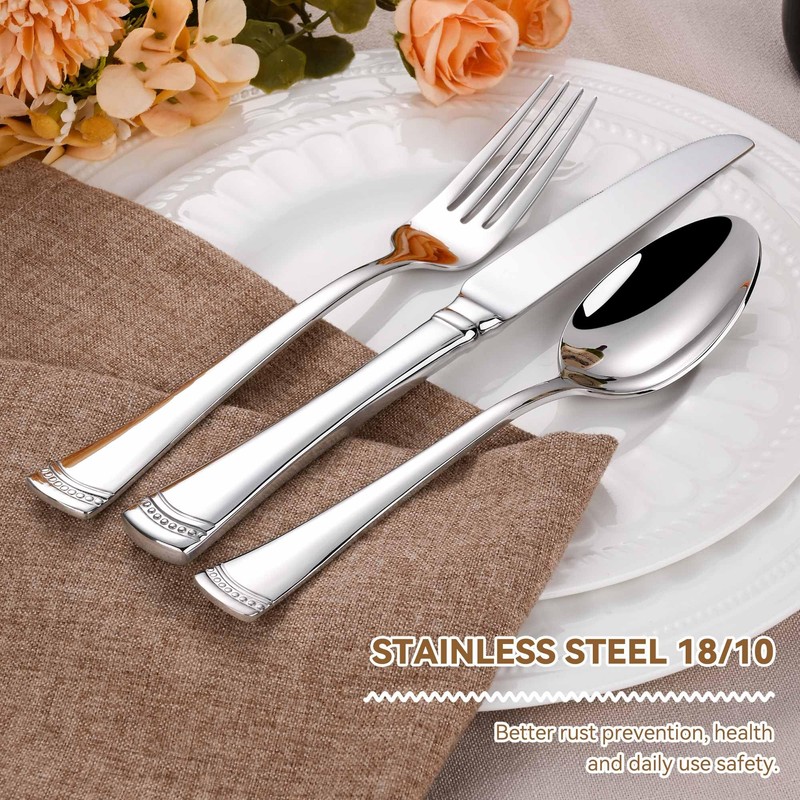 45 Pieces Flatware Set for 8, 18/10 Stainless Steel Heavy