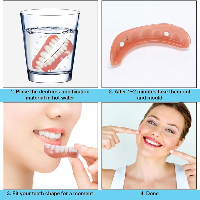 2 Pairs of False Teeth Veneers, Veneer Teeth Cosmetic Tooth