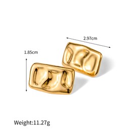 Chunky Gold Rectangle Stud Earrings for Women, 18K Gold Plated Dainty Thick Stud Earrings, Minimalist Stainless Steel Geometric Earrings for Women Jewelry Gift