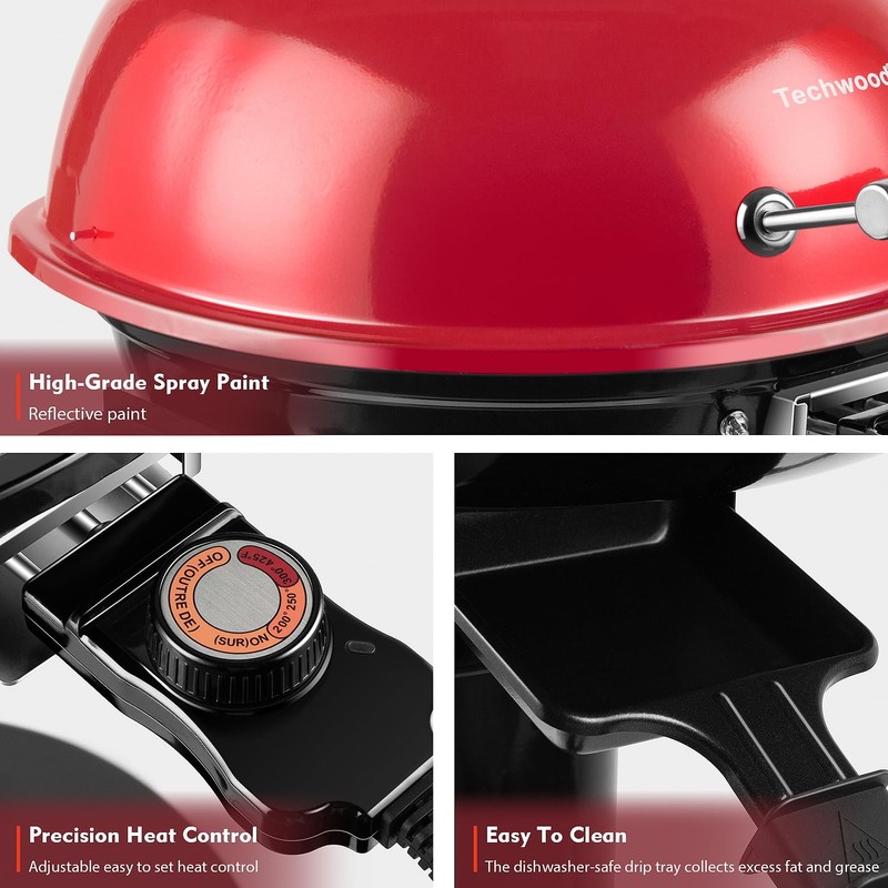 Electric Grill, Techwood Indoor/Outdoor Electric BBQ Grill, 1600W Portable Removable