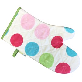 Spots Pattern Quilted Single Oven Glove Kitchen Gauntlet Pot Holder with Hanging Loop