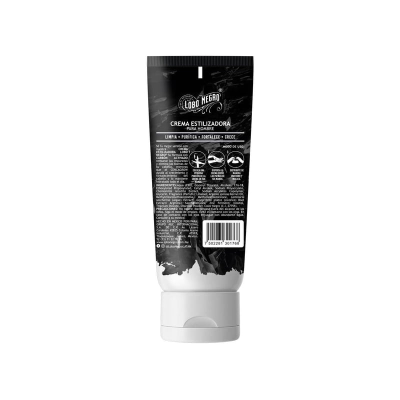 Crema estilizadora Lobo Negro cabello barba y bigote carbón activado