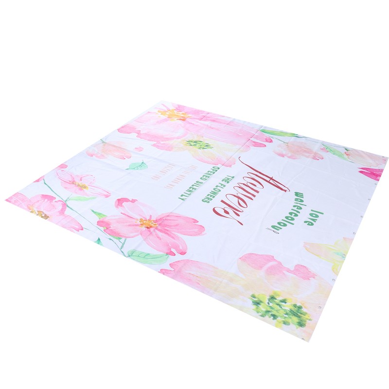 Summer Floral Pattern Shower Curtain with Hook Bathroom Curtain for
