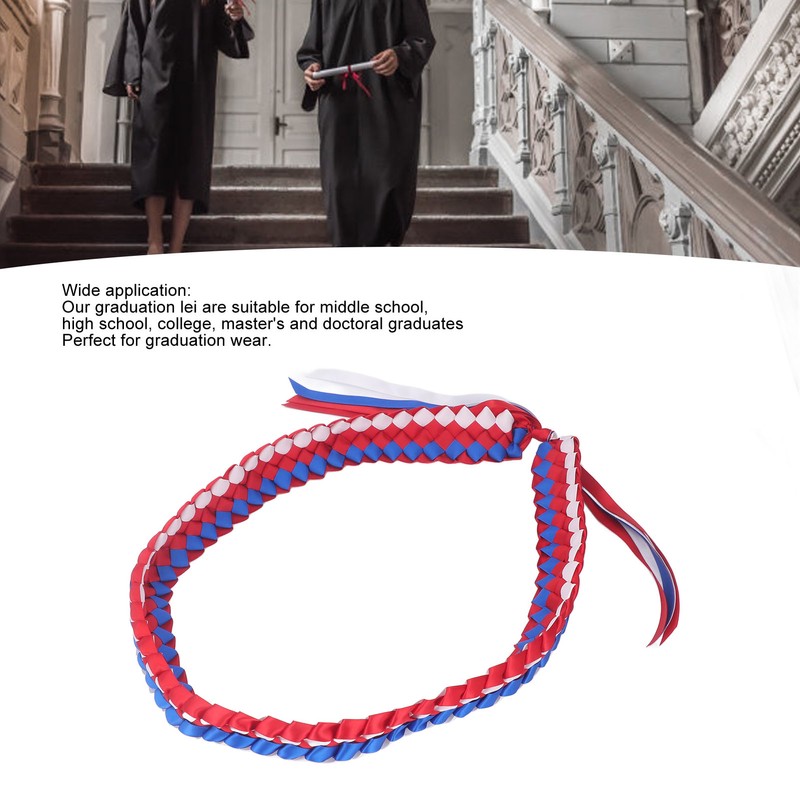120CM Graduation Ribbon Lei Adjustable Handmade 4 Strands Braided Necklace