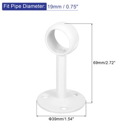 uxcell 4 Pcs 0.75 Inch Curtain Rod Holder, Ceiling Mount Pipe Flange Socket, Stainless Steel Closet Rod Bracket with Screws, White