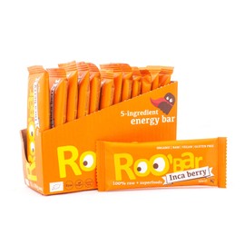 Roobar Rohkostriegel Inka-Beeren – Milchfrei & Glutenfrei, 100% Bio, Vegan,Roh, mit Superfoods, Ohne Zusatz von raffiniertem Zucker – 12 x 30g Riegel in einer Box