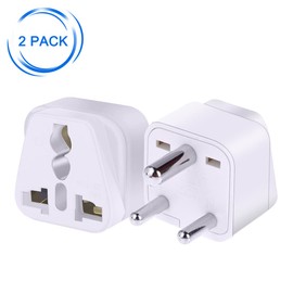 Strhowill (2pack) South Africa to AUS/USA/UK 3 Holes Socket Convert Plug, South Africa Plug Travel Convert Adapter,3 pin Round Feet,Europe, The United Kingdom, Australia, Hong Kong (White)