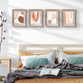Frametory, Floating Picture Frame 8x10 - Rose Gold Aluminum Metal Photo Frame - Real Glass of Front - for Wall Mount Displays