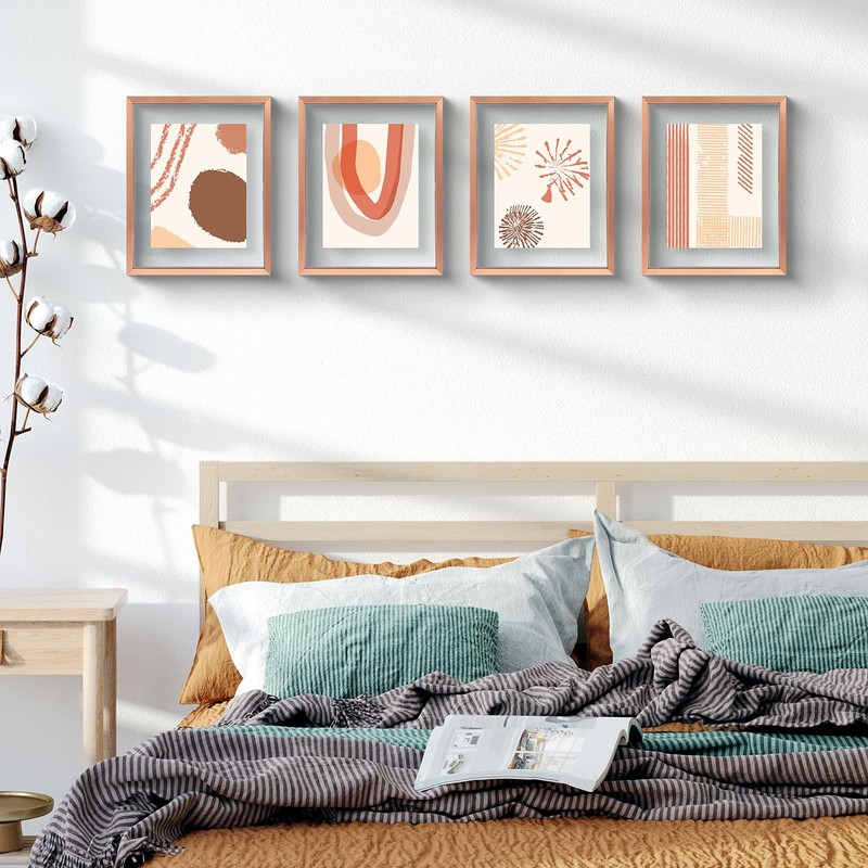 Frametory, Floating Picture Frame 8x10 - Rose Gold Aluminum Metal