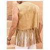 BEAUDRM Men's Fringe Suede Vest Boho Tassel Open Front Sleeveless
