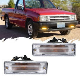 TurningMax Front Bumper Clear Lens Amber LED Turn Signal Lights for Ford Festiva, Mazda 323, 626, B2000, B2200, B2600 (1983-1993)