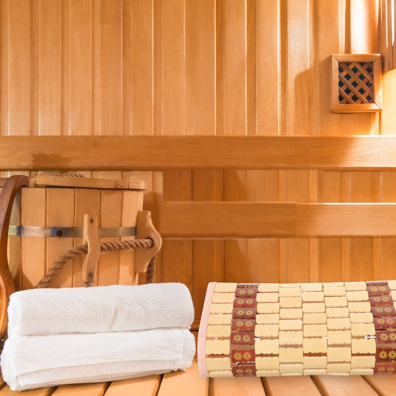 Healvian Bamboo Sauna Headrest Pillow Cooling Bed Pillows Wood Sauna