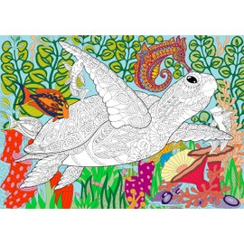 SJPRINTER Giant Coloring Poster for Kids and Adults - Creative Fun for Classrooms, Care Facilities, Schools, Groups and Families (Sea Turtle, 30 in x 42 in)