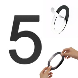 Self-adhesive 5 Inch House Numbers Acrylic House Number Modern House Numbers Black Mailbox Numbers for Outside Address Home Number for Apartments Office Hotel Room (5)