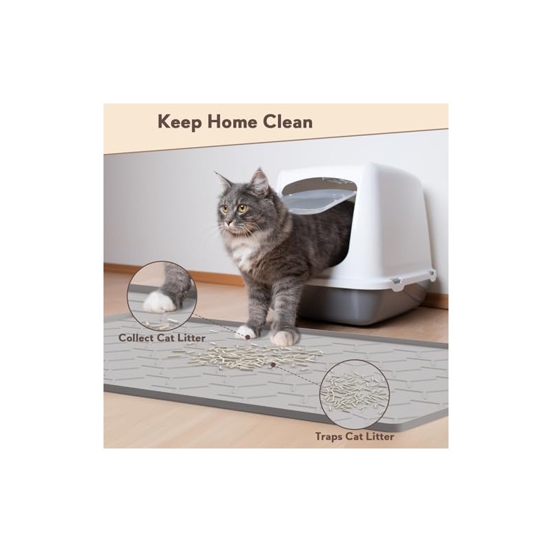 Garoopion Cat Litter Box Mat, Large 40" X 28" Litter