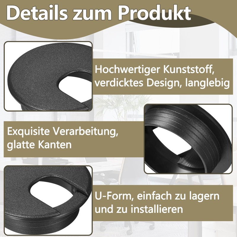 Pack of 20 Cable Grommet Desks, 35 mm Hole Saw