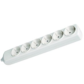 White 6 Sockets Without Cable 16A 250V Side Grounding Wall Mounted