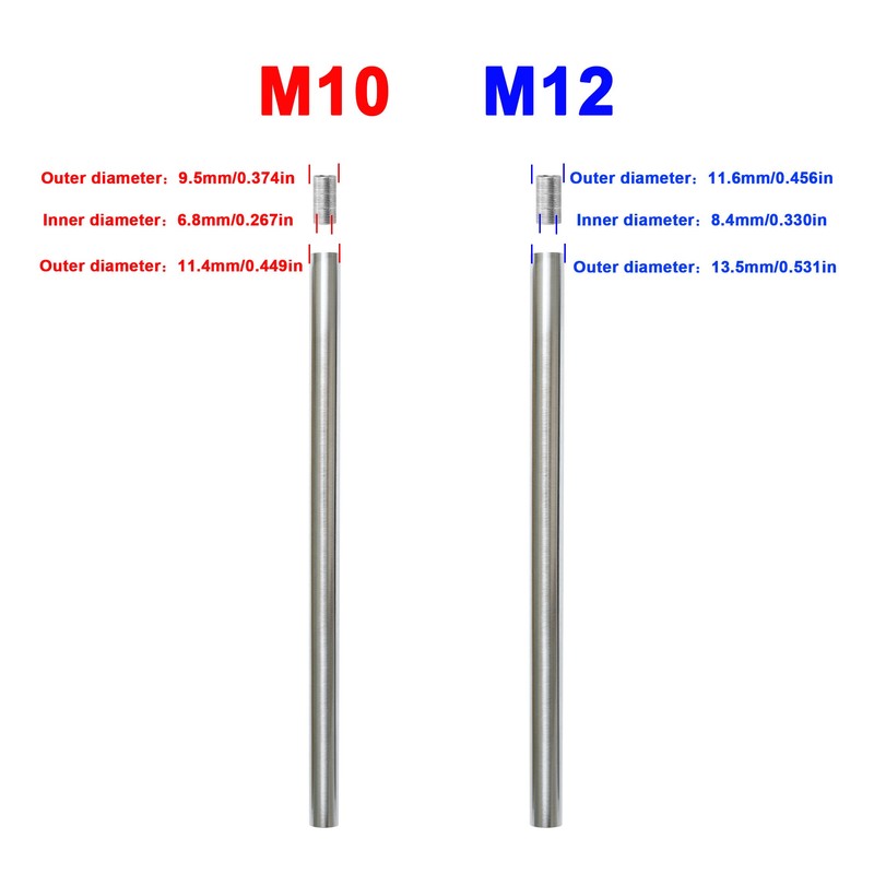 HALIGATE Brushed Nickel M10 Threaded Extension Rod for Pendant Light,