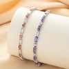 Women's Platinum Plated Rectangle Zircon Colorful Slide Adjustable Bracelet for