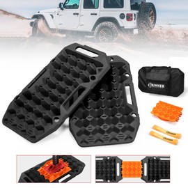 BUNKER INDUST Offroad Traction Boards with Jack Base,Multifunctional Extendable Recovery Track Tire Traction Mat Snow Mud Sand Tracks-4X4 ATV UTV SUV Truck Traction Pads with Bag, Black (Gen 8)