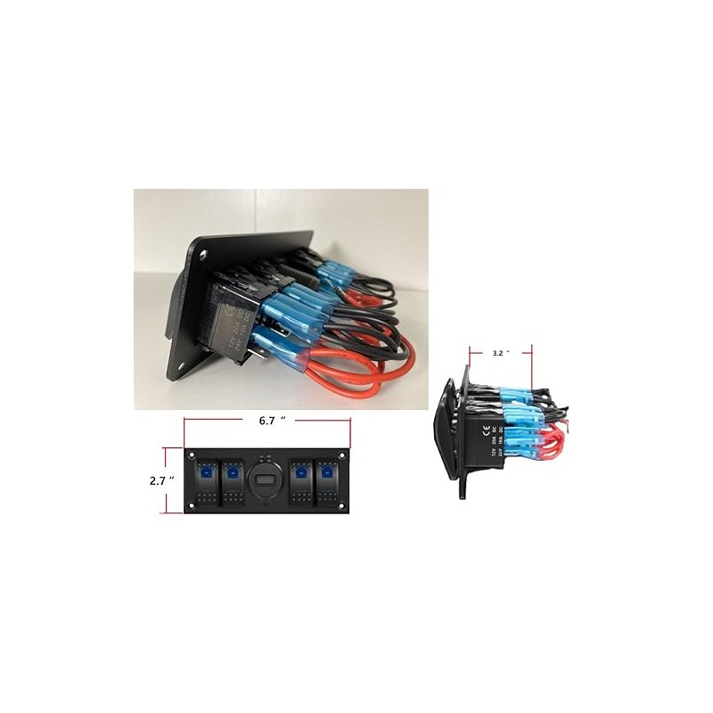 4 Gang Rocker Switch Panel ON Off Switch USB QC