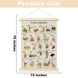 Winnie the Pooh Alphabet Hanger Frame, Classic Pooh Wall Decorations, Nursery Wall Decor, Pooh's ABC Poster Alphabet Wall Decor, for Classrooms Kid’s Rooms Living Rooms 12x16 Inch