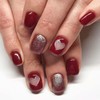 Red Press on Nails Square Fake Nails Heart with Glitter