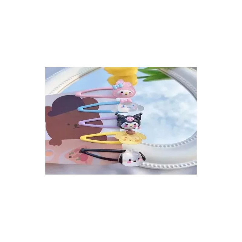 ANNA SUN Pack 10 Pasadores Sanrio Melody Kuromi Pochacco Cinnamoroll